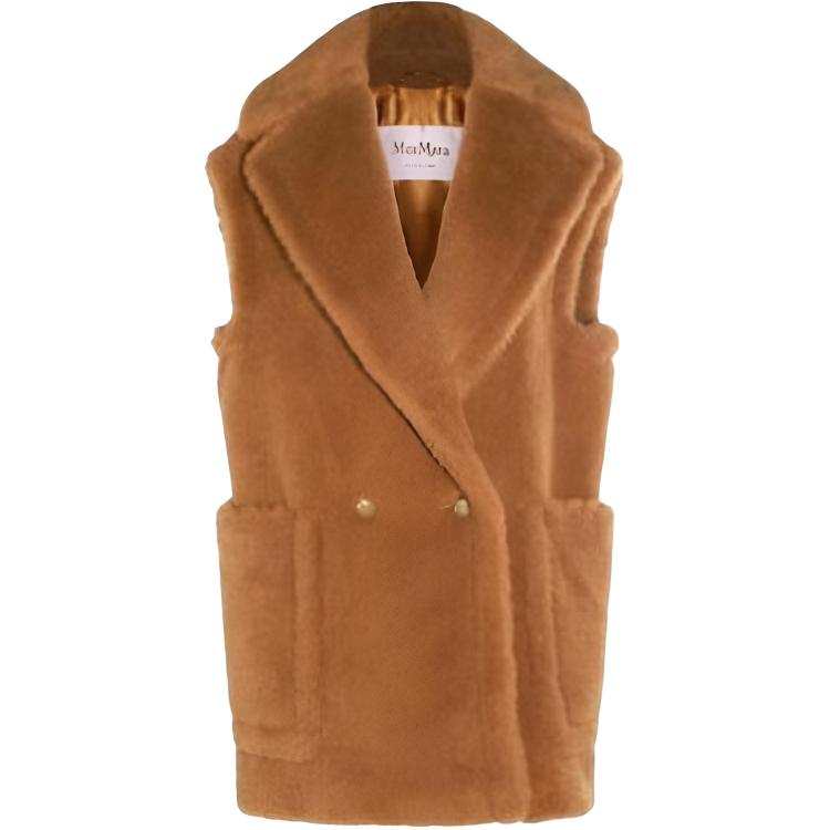 MaxMara MaxMara Bread1234 Double-Breasted Teddy Gilet