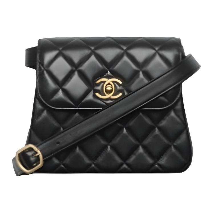 CHANEL Sheepskin Flap Bag, Shoulder Bag, Crossbody Bag Women's Black