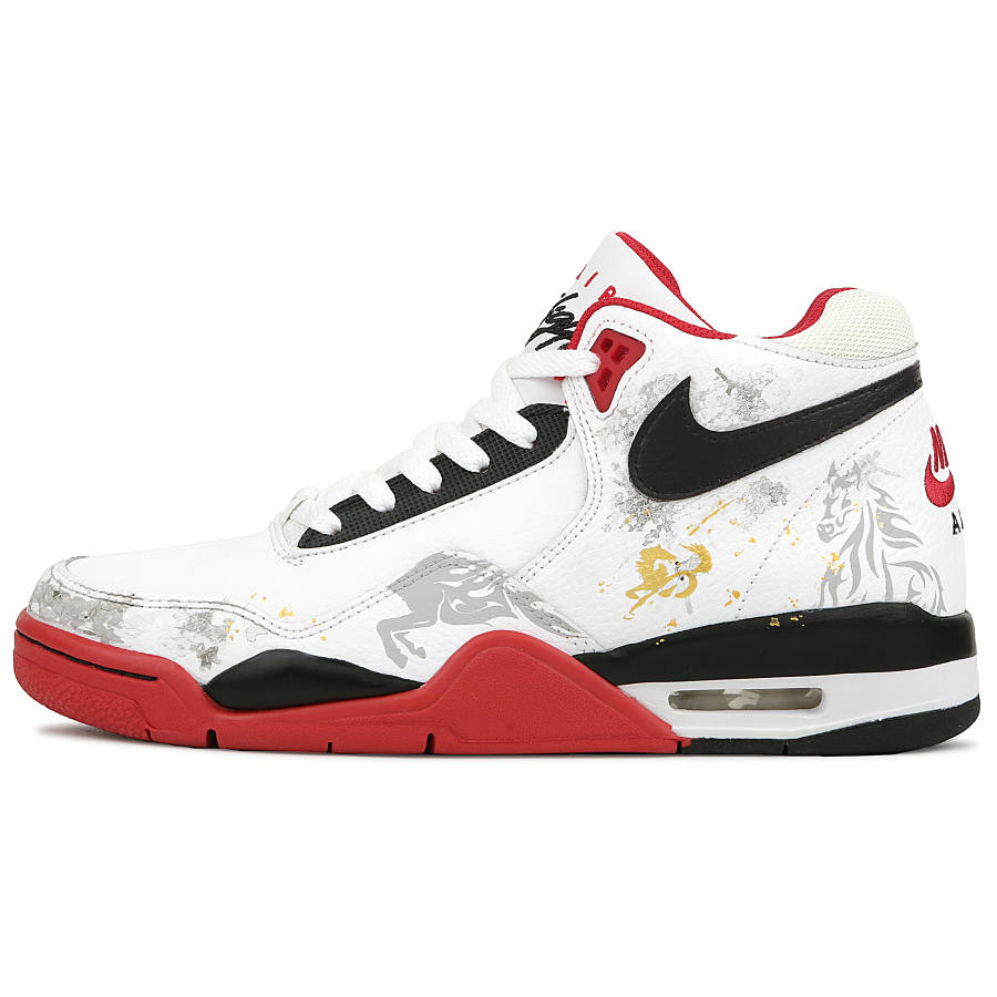 Nike Nike Flight Legacy Abrasion Resistant Mid top Vintage Basketball Shoes Unisex Red White Black