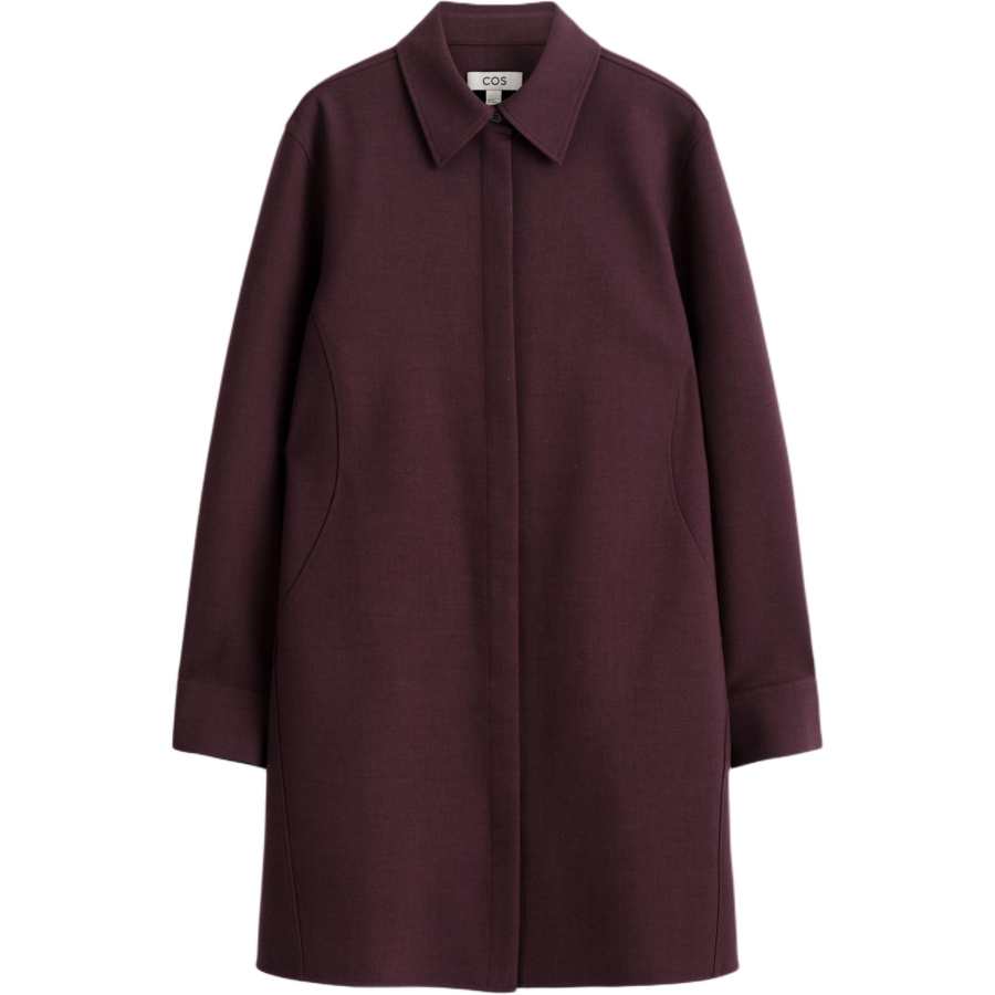 COS Long Sleeved Dresses Women's Burgundy Lapel Moderate