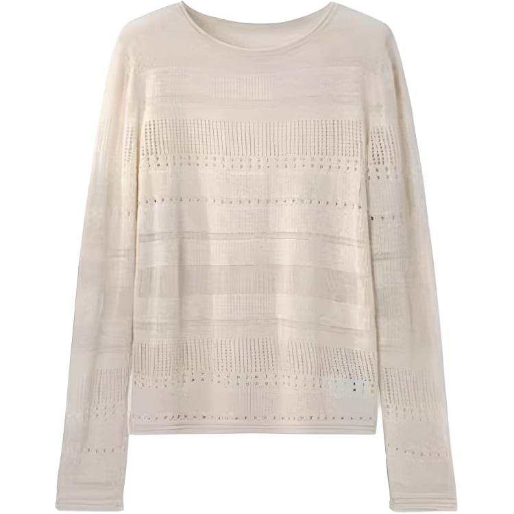 VENICEW Knitwear Women's Oat With VN Brand Sticker Crew Neck Moderate