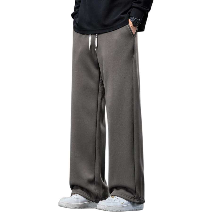 Tonlion Casual Pants Unisex Thickened And Fleece Lined Wide Leg Pants