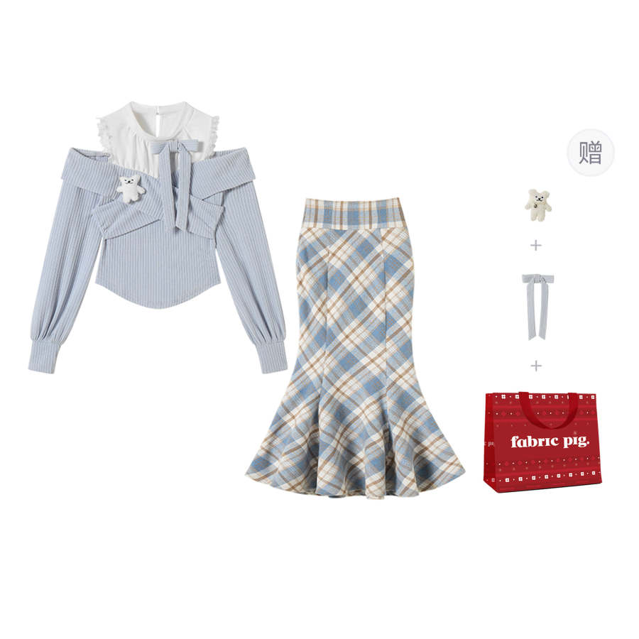 FABRIC PIG Two Piece Skirt Sets Women's Crew Neck Moderate