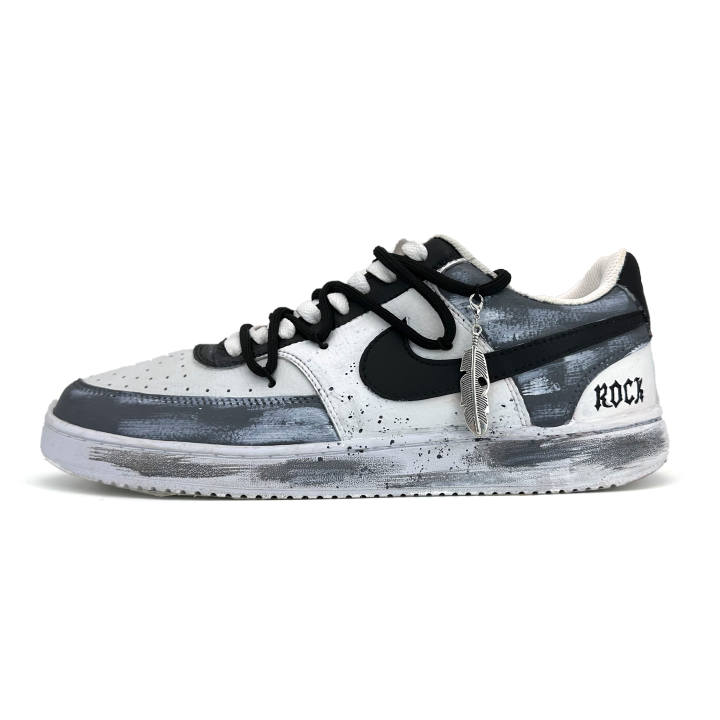 Nike Nike Court Vision 1 Silver Feather Rock Abrasion Resistant Slip Resistant Low top Skateboard Shoes Unisex Black Gray