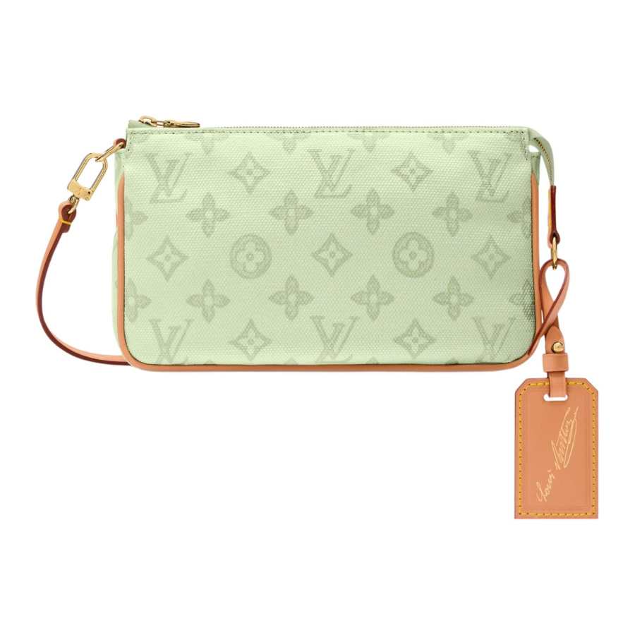LOUIS VUITTON Pochette Accessories Coated Canvas Handbag, Shoulder Bag Women's Green