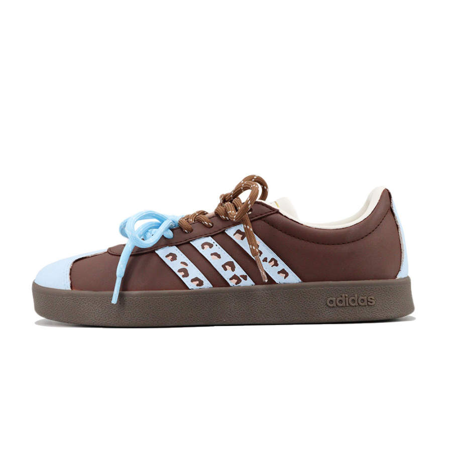 Adidas Adidas Vl Court Classic Seven Point Adjustment, Cocoa Milk Blue Leopard Low top Skateboard Shoes Unisex Blue Brown
