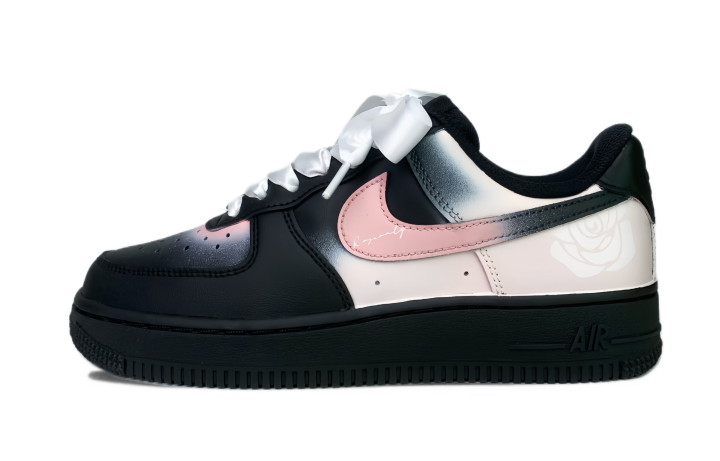 Nike Nike Air Force 1 Leather Abrasion Resistant Low top Skateboard Shoes Women's Black Pink