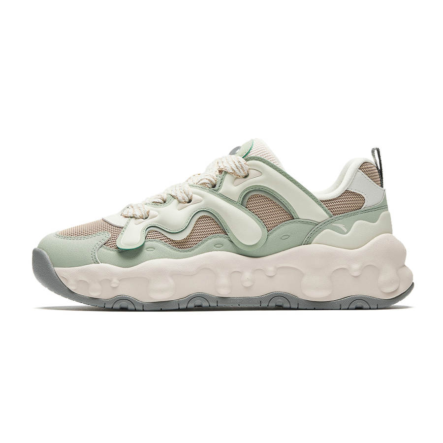 Anta Milk Candies Cushioning Height Increasing Abrasion Resistant Lightweight Casual Shoes Women's Green White