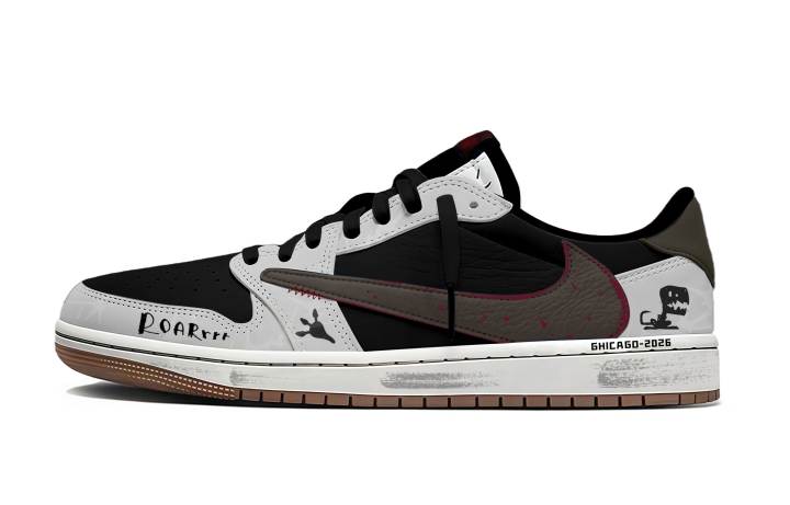Jordan Travis Scott x Jordan Air Jordan 1 Cool Black Gray Mark Travis Scott X AJ1 Low Cushioning Low top