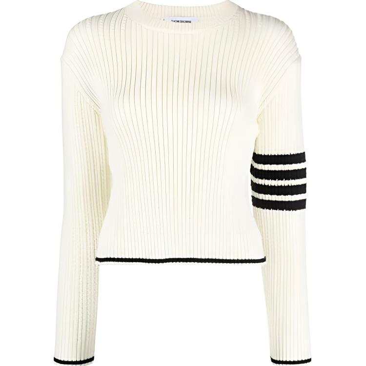 THOM BROWNE THOM BROWNE 4 Bar Stripes Crewneck Cable Knitted Jumper