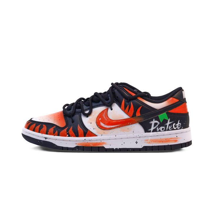Nike Nike Dunk Abrasion Resistant Low top Skateboard Shoes Unisex Black Orange