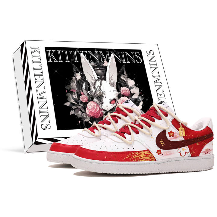 Nike Nike Court Vision 1 Abrasion Resistant Low top Skateboard Shoes Men's Red White
