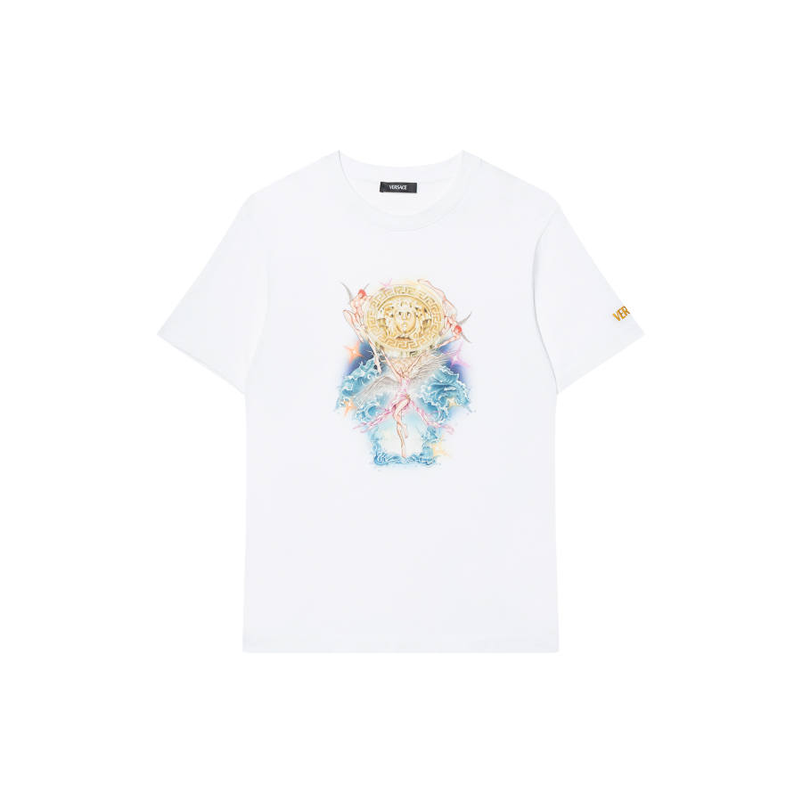 VERSACE VERSACE T Shirts Unisex White Crew Neck Moderate