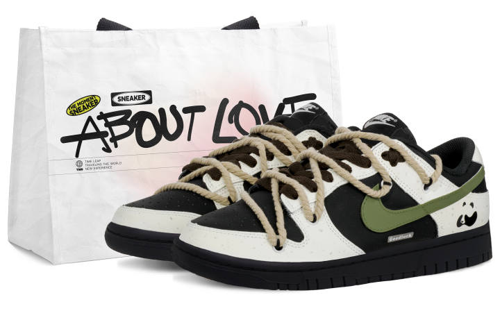 Nike Nike Dunk Panda 2.0 Low top Skateboard Shoes Unisex Black White Green
