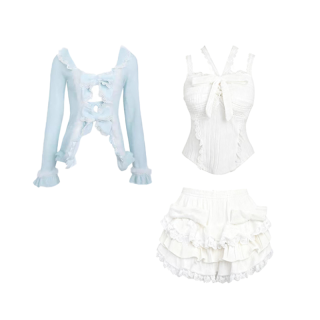 SYEEE WITH U Two Piece Skirt Sets Women's V Neck Moderate Short