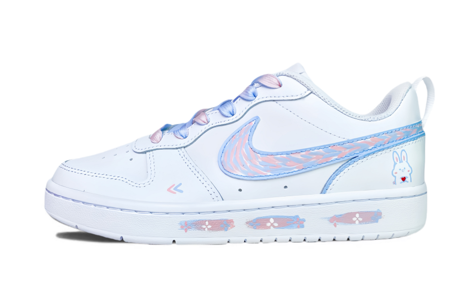 Nike Nike Court Borough Cushioning, Wear Resistant Low top Skateboard Shoes Women's Pink Blue White