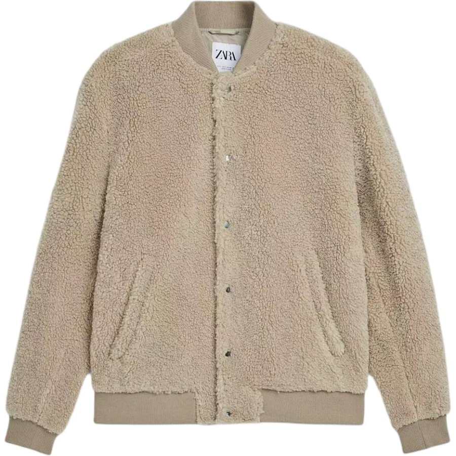 ZARA Jackets Men's Beige Brown Baseball Collar Moderate Other