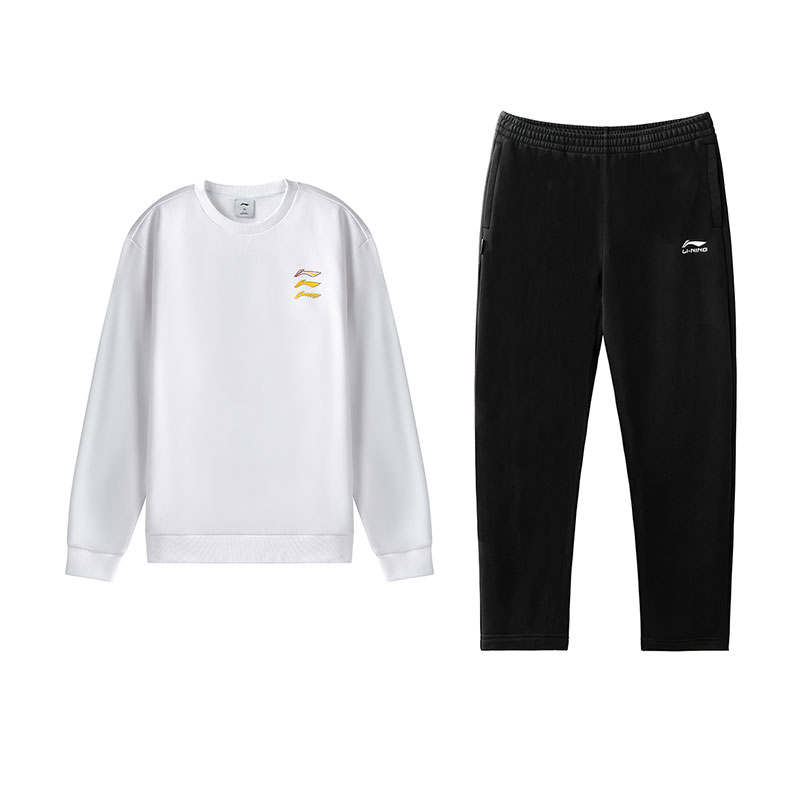 Li-Ning Li Ning Fashion Versatile Loose Fit Fleece Lined Pullover Sweatshirt Comfortable Pants Casual Sportswear Unisex