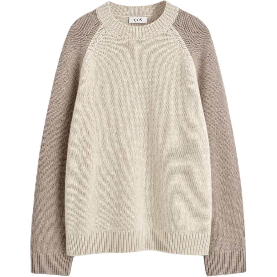 COS Cashmere Sweaters Men's Beige/Taupe Crew Neck Moderate
