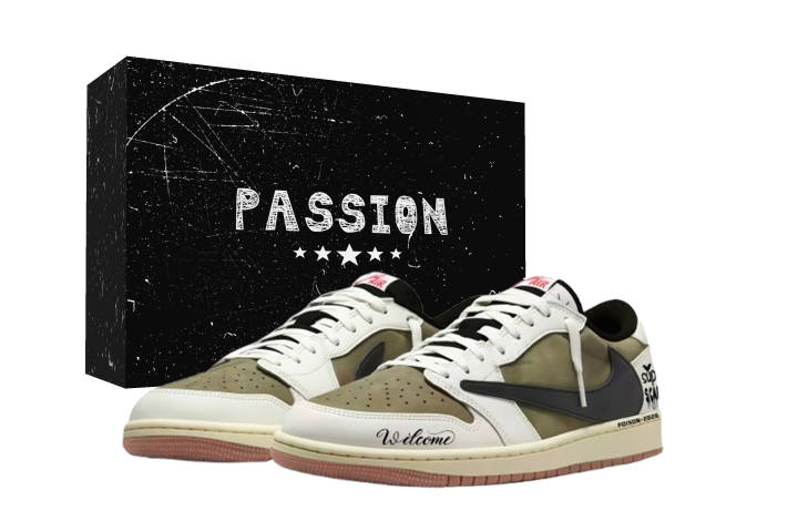 Jordan Travis Scott x Jordan Air Jordan 1 Beige Green Journey Travis Scott X AJ1 Low Cushioning Low top