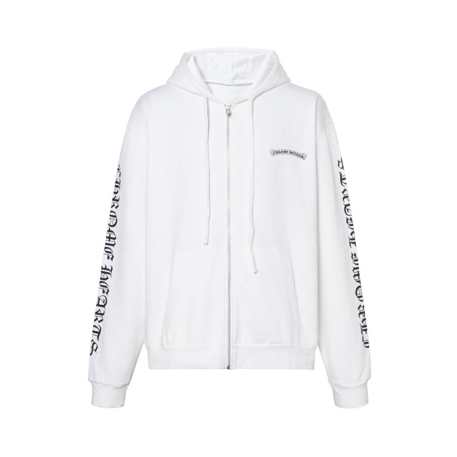 Chrome Hearts Hooded Zippers Fleece Lined Winter Jackets & Coats Men's White