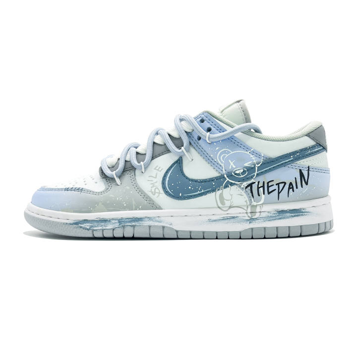 Nike Nike Dunk Cool Bear Abrasion Resistant Low top Skateboard Shoes Unisex Gray Blue