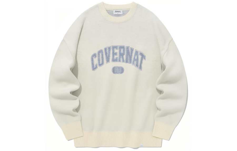 COVERNAT Knitwear Men's Ecru Crew Neck Moderate Other