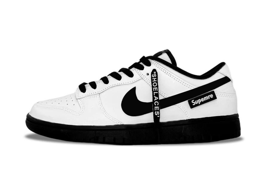 Nike Nike Dunk Blank Leather Wear resistant And Lightweight Low top Skateboard Shoes Unisex Black White