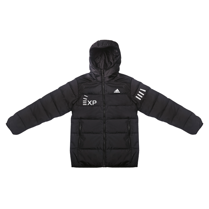 Adidas Adidas Down Jackets Unisex Black Hooded Moderate Puffer Jacket