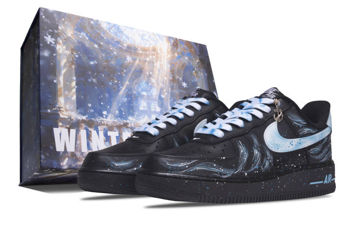 Nike Nike Air Force 1 Galaxy Realm Abrasion Resistant Low top Skateboard Shoes Unisex Black Blue