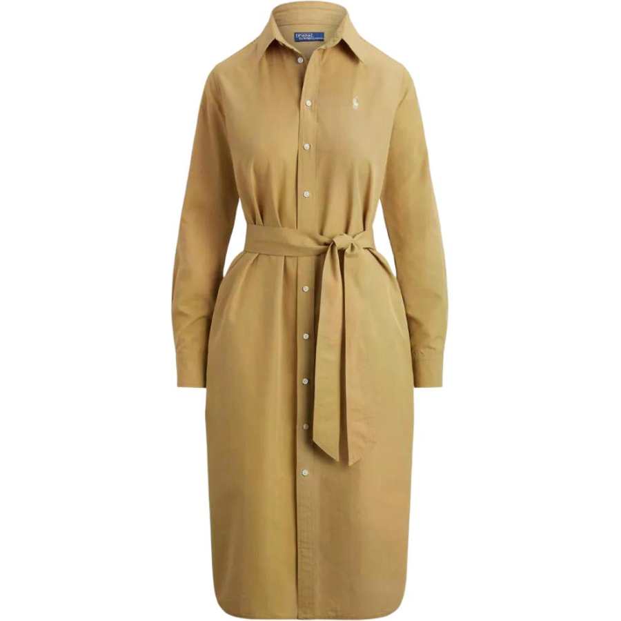 Polo Ralph Lauren Logo Embroidered Belted Waist Shirt Dress