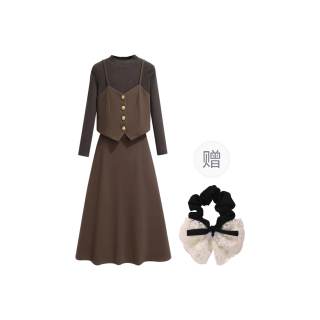 SYEEE WITH U Two Piece Skirt Sets Women's Half Turtleneck Moderate Mid Length