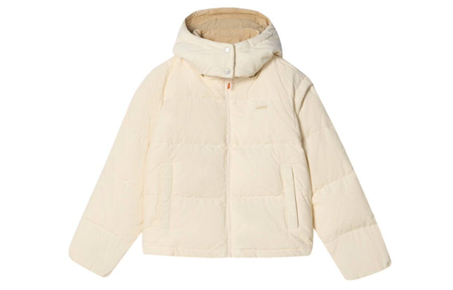 Levis Levis Down Jackets Women's White Hooded Non Detachable Thickened
