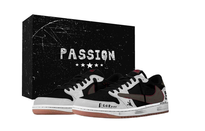 Jordan Travis Scott x Jordan Air Jordan 1 Cool Black Gray Mark Travis Scott X AJ1 Low Cushioning Low top