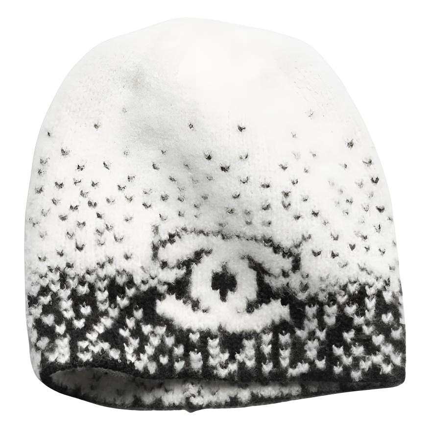 CHANEL Cashmere And Wool Beanies Unisex White/Black