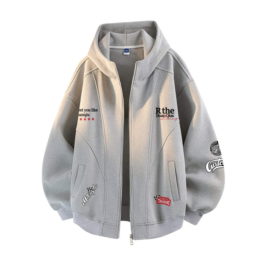HUANQIU Sweatshirts Unisex Hooded Thickened Cardigan