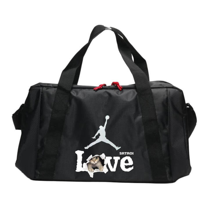 Jordan Jordan 22L Polyester Love Wall Breaking Cute Kitten Print Travel Bag Unisex Black