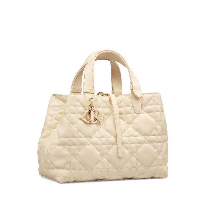 DIOR Toujours Cow Leather Native Handbag Medium Women's Beige Yellow