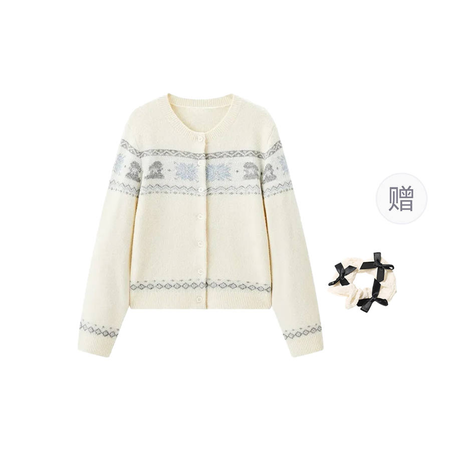 CPAURA Knitwear Women's Image Color+Hair Tie Included Crew Neck Moderate