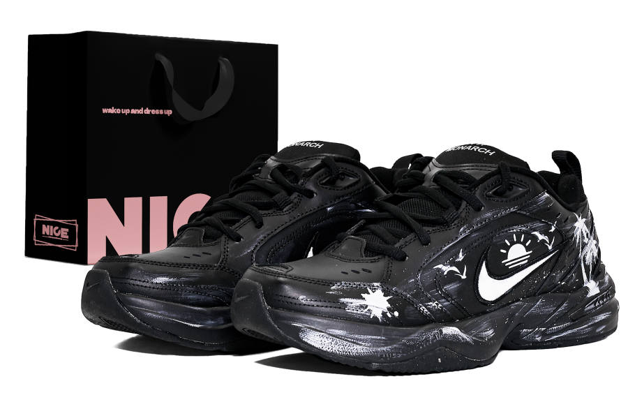 Nike Nike Air Monarch 4 Cushioning Abrasion Resistant Height Increasing Low top Chunky Sneakers Unisex Black