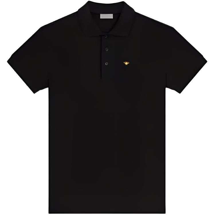 DIOR Polo Shirts Men's Black Polo Collar Moderate Straight Fit