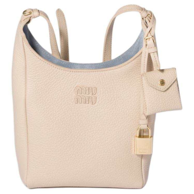 MIU MIU Cow Leather Shoulder Bag Women's Pink