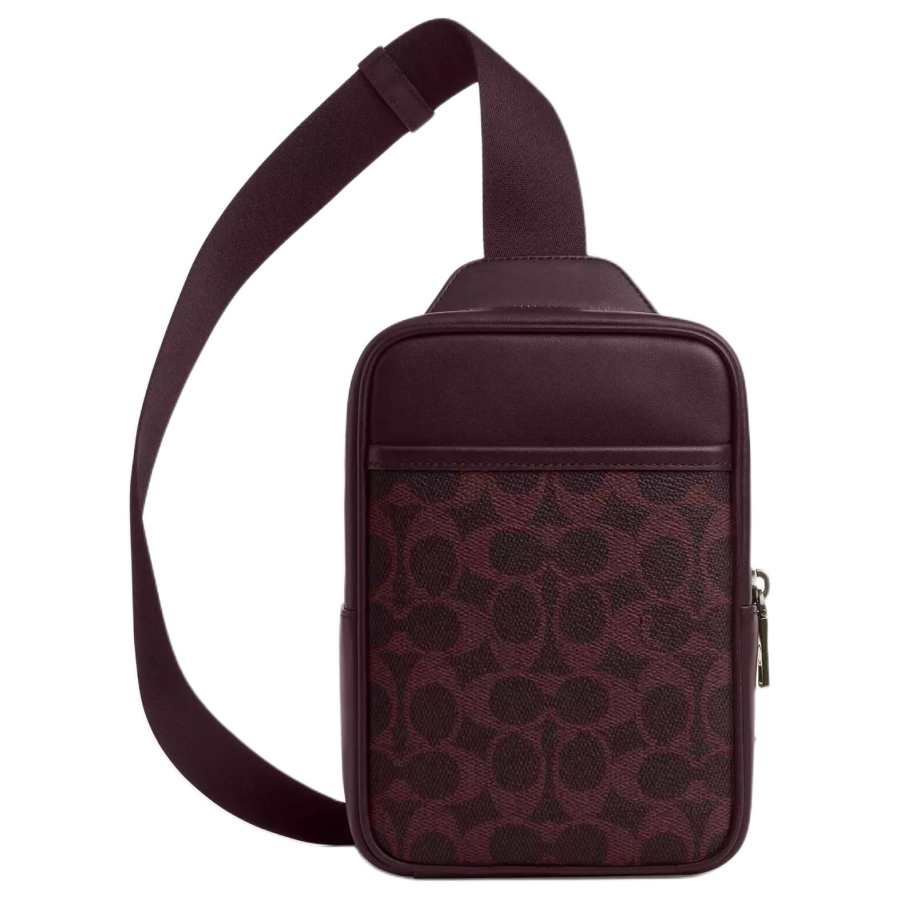COACH Coated Canvas With Smooth Calfskin Sling Bag Small Men's Blackcurrant