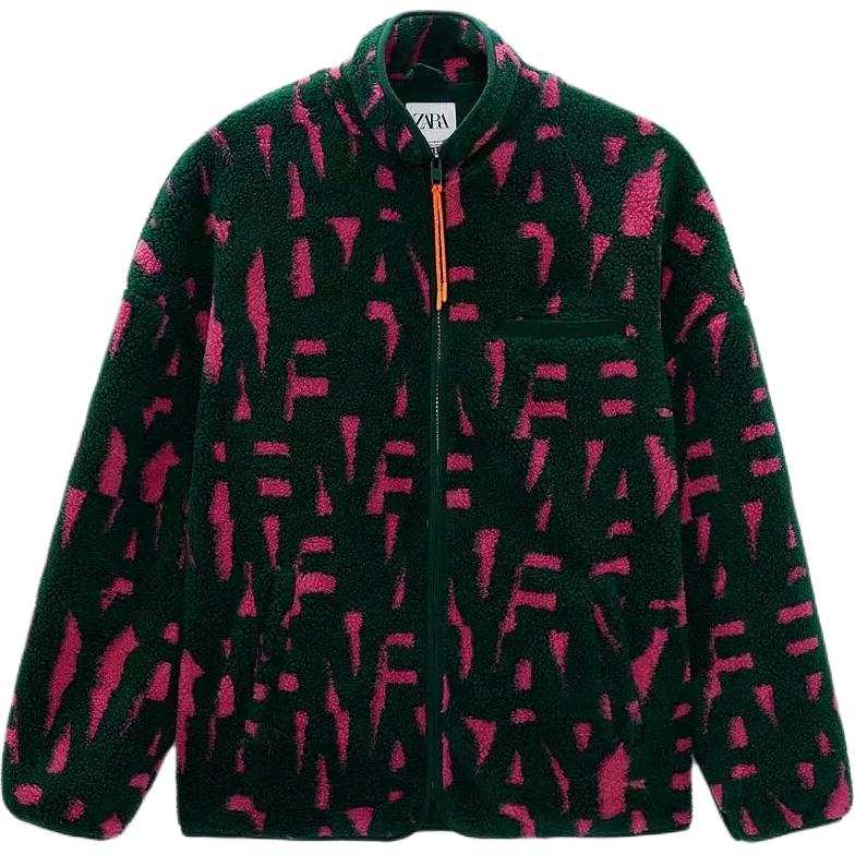 ZARA Velvet Jackets Men's Burgundy Stand Collar Moderate