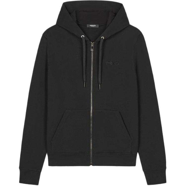 VERSACE Sweatshirts Men's Black Hooded Detachable Moderate Cardigan