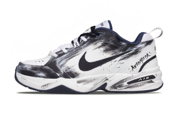 Nike Nike Air Monarch 4 Textile, Leather Cushioning, Wear Resistant Low top Chunky Sneakers Unisex Black White