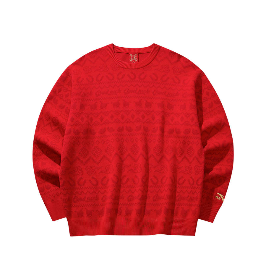 Anta Good Things Will Happen Sweater Men's Rich Red