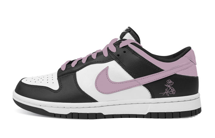 Nike Nike Dunk Romantic Blossom Abrasion Resistant Low top Skateboard Shoes Unisex Black Purple