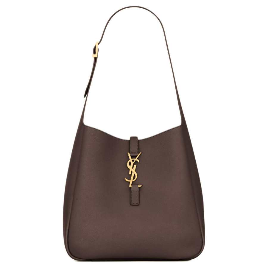 SAINT LAURENT Le 5 A 7 Cow Leather Shoulder Bag Small Women's Arabica Coffee Bean