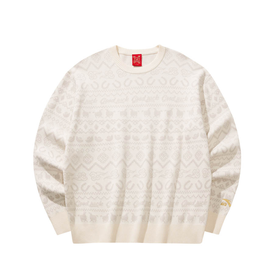 Anta Good Things Will Happen Sweater Men's Milk Salt White